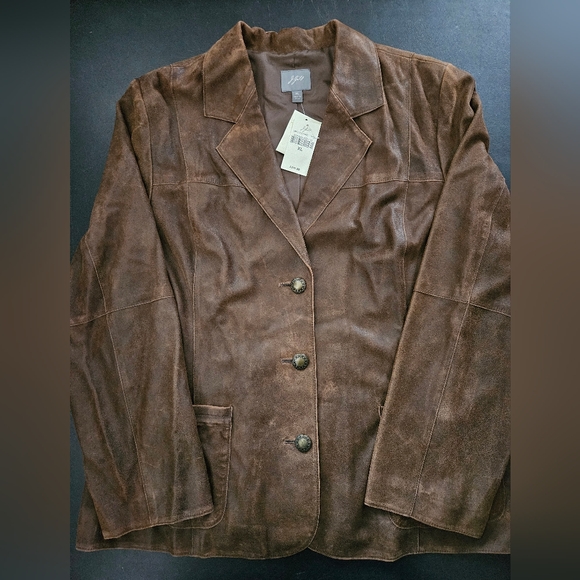 NWT - Suede J. Jill "Dark Chestnut" Rustic Blazer - Size XL - Picture 8 of 14